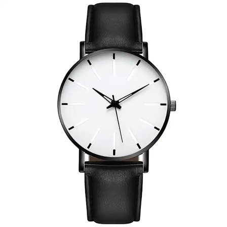 Modern stilren klocka med armband i äkta läder - Välj färg