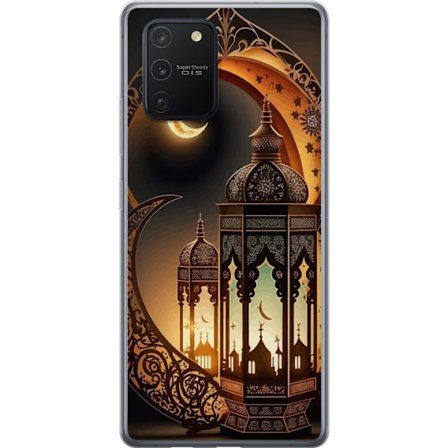 Kompatibelt Mobildeksel til Samsung Galaxy S10 Lite Nærbilde av kattens øye med intensivt blått iris og detaljert pels i makrofotografi