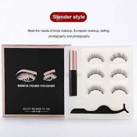 Vanntett Magnetisk Eyeliner med Øyevipper og Pinsett 3 Par Sett Lange Vipper