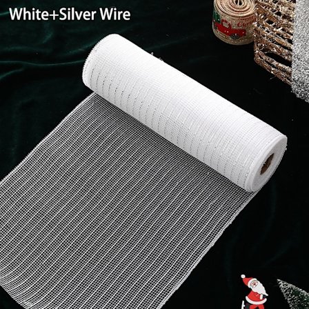 26cm/10 metriä kulta- ja hopeaverkkoa DIY joulukuusen glitter-verkko rullakoriste häihin joulukoriste lahjapakkaus