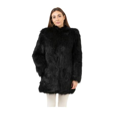 Patrizia Pepe Faux Fur Shearling Jakke Sort, Dame
