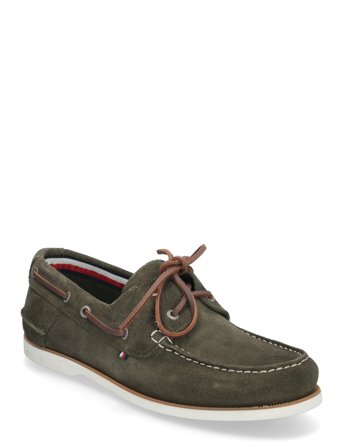 Tommy Hilfiger Th Boat Shoe Core Suede - Khaki green - 40