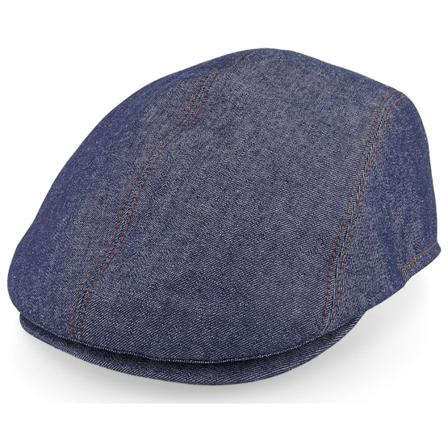 Mayser - Blauw flatcap Cap - Lennart Denim Raw Jeans Flat Cap @ Hatstore