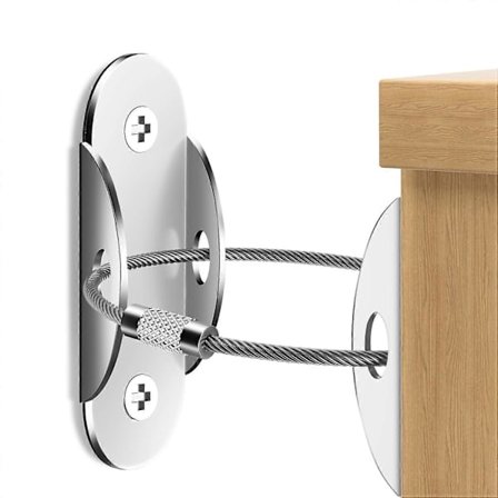 6-pak Möbelfästen Tippskydd Möbelfästen til Børnesikkerhed Jordskælvsbeskyttelse til Møbler Kommode Vægbeslag Sikkerhedsbeslag Møbler [db] Sølv