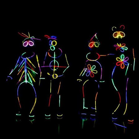 Lysende kostyme 8 farger som lyser i mørket festantrekk