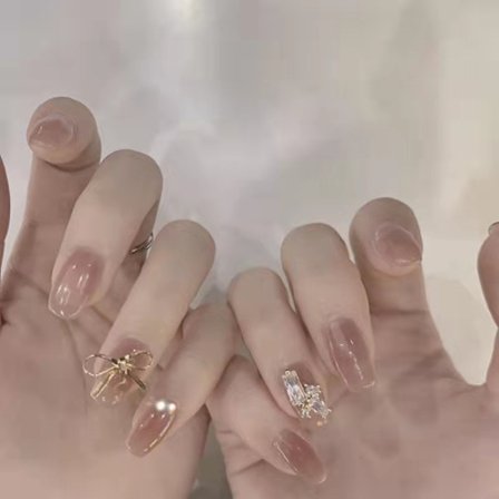 Lyxiga glänsande full cover naglar Press On Akrylnaglar med design