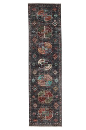 Tapis Shabargan 85X319 De Couloir Noir (Laine, Afghanistan)