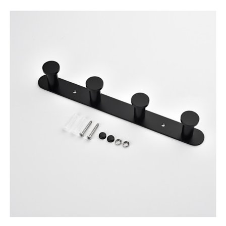 Väggmonterad Klädhängare med Designkrokar för Jackor Handdukar, Klädkrok Badrum Väggkrok Rostfritt Stål, Väggkrok Kök (4 Krokar, Svart)