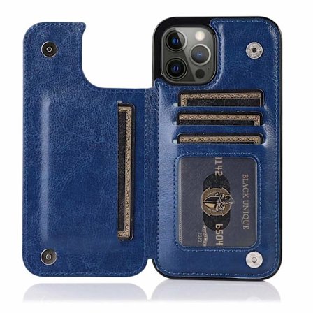 Etui til Samsung S25 blått skinn kortspor skinn