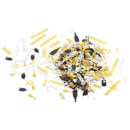 Valmistujaispöydän konfetti, kiiltävä, hyvä koriste, 100 g, juhlakoristeet, paperikonfetti, koulun juhliin, lahjapaperiin, musta, kulta, hopea