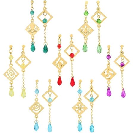 Genshin Impact Dangle Øreringe til kvinder - Anime Figur Element Eye of God Anemo Vision Øreringe Venti Cosplay Smykker Til Kvinder Piger