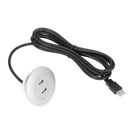 Sofa USB-oplader Flush Mount Installation Dobbelt USB-opladningsporte Stikkontakt til hjemmebrug Sølv