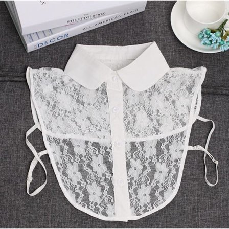 Irtonainen kaulus pyöreällä kauluksella - Puserokaulus - Keinotekoinen irtonainen kaulus - Naiset - Kermanvalkoinen läpikuultava