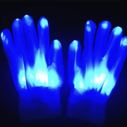LED-hanskat, vilkkuvat sormenvalohanskat, valaistuvat hanskat, hehkuvat jouluasu, klubihanskat, juhlasuosiot, lelut pojille ja tytöille (sininen)