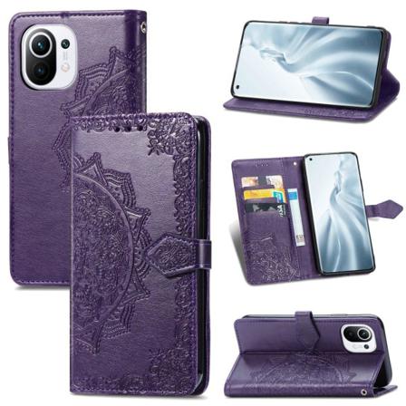 Xiaomi Mi 11 - Mandala Läder Fodral - Lila Purple Lila