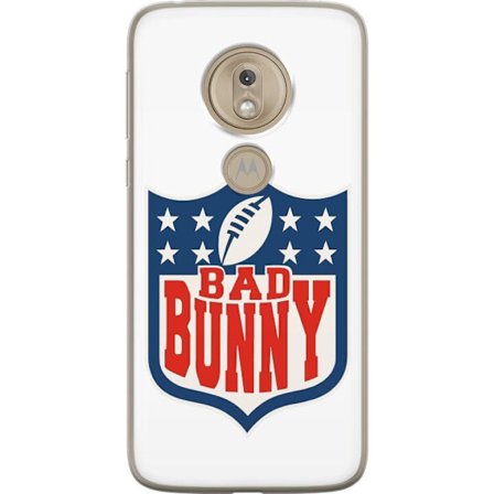 Kompatibel Mobilcover til Motorola Moto G7 Play Bad Bunny rød grafisk plakat med portræt og typografi i latinamerikansk popdesign