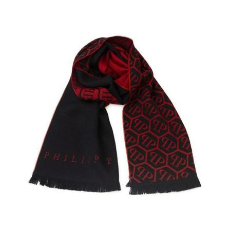 Philipp Plein Red Wool Scarf röd, unisex Halsdukar, unisex, Storlek: ONE SIZE