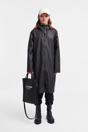 Stockholm Long Lightweight Zip Raincoat Black