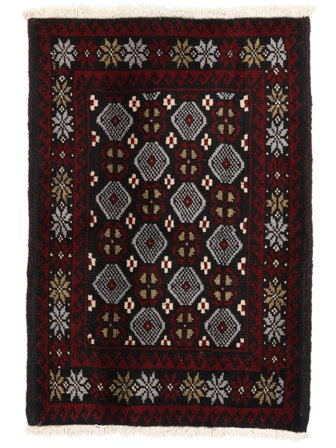 Noué À La Main Baloutche Tapis 60X86 De Laine Noir/Marron Petit