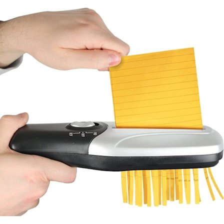 Sähköinen paperisilppuri - Kannettava/Kompakti - Paperisilppuri - Nopea leikkaus - Virtalähde: Akku/USB - 26 x 8 CM