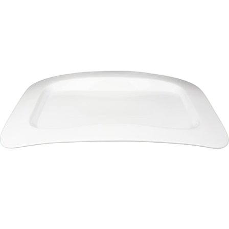 Rektangulär Porslins Tallrik Stor Bågformad Upphöjd Kant - 4 pack