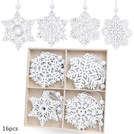 16 kpl Joulupuinen lumihiutale Joulukoriste talvikotiin puun seppelekoristeluun