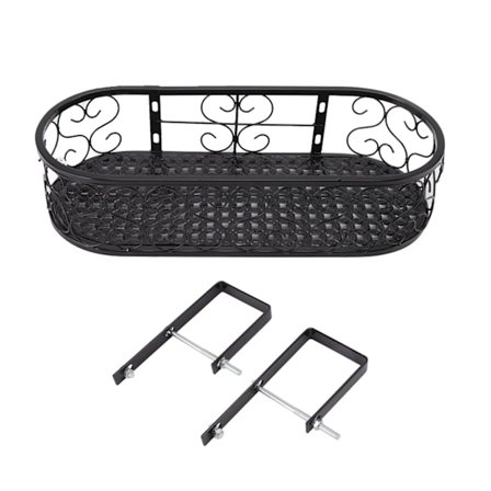 Kukkaruukun teline Rauta Kukkaruukun järjestäjä Kasviteline sisustukseen Olohuone Parveke Musta 6,5 cm/2,6 tuuman kaiteelle