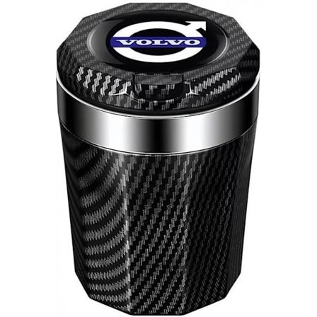 2025 Senaste Modell Bilstäd med Lock för Volvo S80 2006-2011, Bilaskkopp med LED Blått Ljus Rostfritt Stål Bilstäd Mini Papperskorg