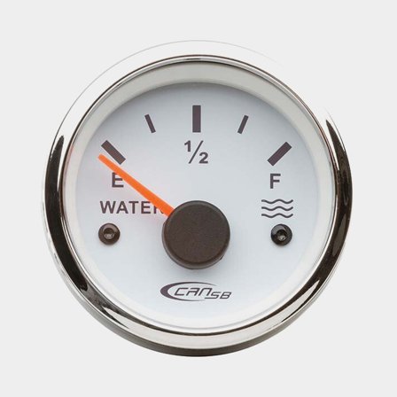 Tankmätare Vatten vit botten, kromad ram 10-180 Ohm