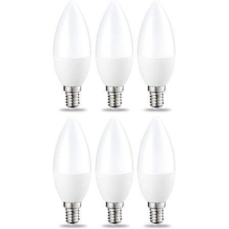 6 pienen liekinmuotoisen LED-lampun sarja, valkoinen