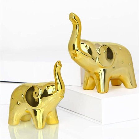Gullfarget Elefant Statue Figurer Hjemmedekor Moderne Stue Ornament
