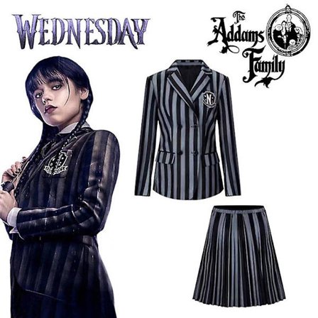 Wednesday Addams Costume For Girls, Nevermore Academy School Uniform Outfit, Kids Cosplay Fancy Dress Up, Perfect For Halloween Party -a