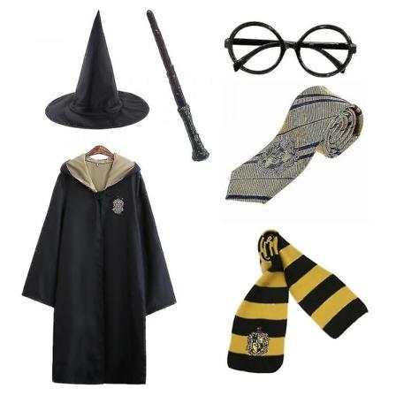 Harry Potter 6kpl set Magic Wizard Fancy Dress Cape Costume Z - Perfet yellow 135cm (7-8 years)