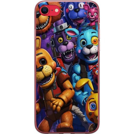 Kompatibelt Mobilskal till Apple Apple iPhone 7 Färgstarka animatroniska figurer inspirerade av Five Nights at Freddy’s, intensiv blick, neonljus,