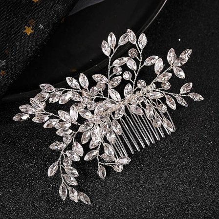 Blomsterhårspänne med enkel strassdekoration för kvinnor - Silver