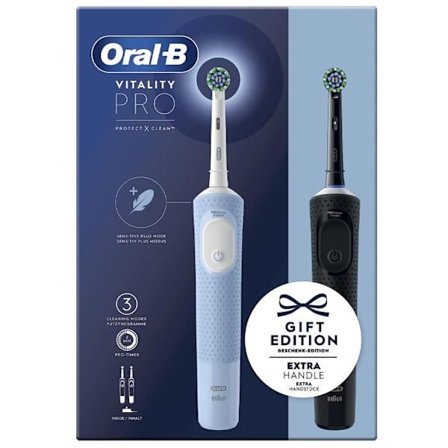 Elektrisk tandborste - Oral-B - Vitality Pro D103 Duo - 3 lägen - Inbyggd timer - Uppladdningsbart batteri