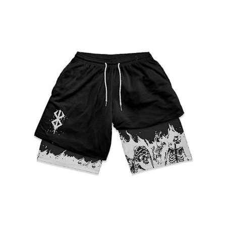 Anime Gym Shorts Herr Dam Berserk Manga 3d Print 2 In 1 Performance Shorts Träning Sommar Quick Dry Compressionshort Byxor