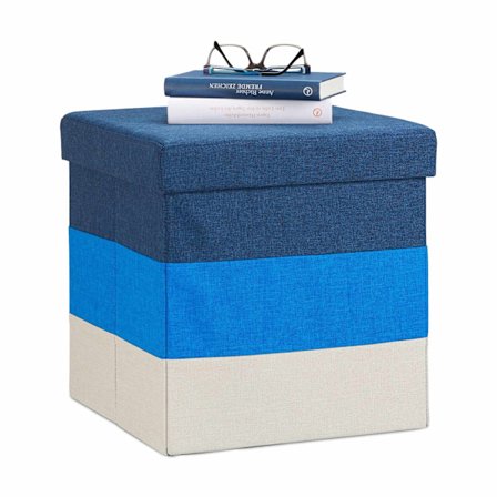 Polstret skammel med farverige striber