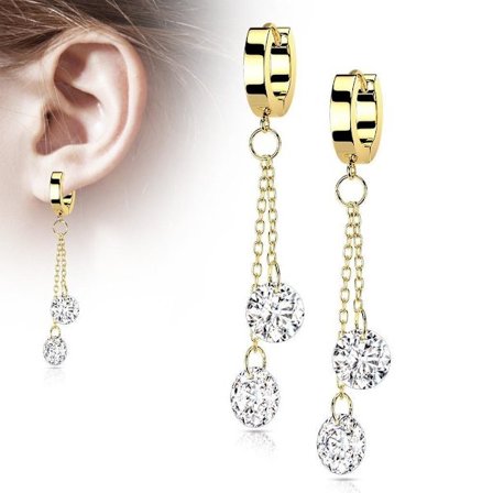 REA_____1Par örhängen i IP Guldpläterad stål/Hängande Kristaller