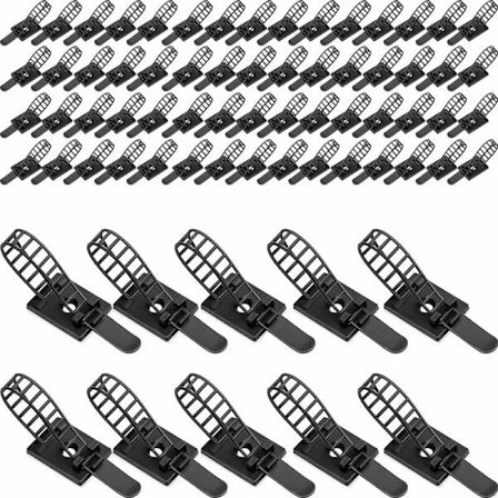 Pakke med 50 stk kabelholdere kabelguider fleksibel kabelarrangør selvklebende kabelholder kabelklips justerbare nylon kabelbånd for skrivebord Po