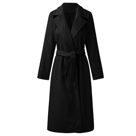 Lång och smal damjacka med 2 fickor utan knappar och bälteshällor - perfekt present till vänner