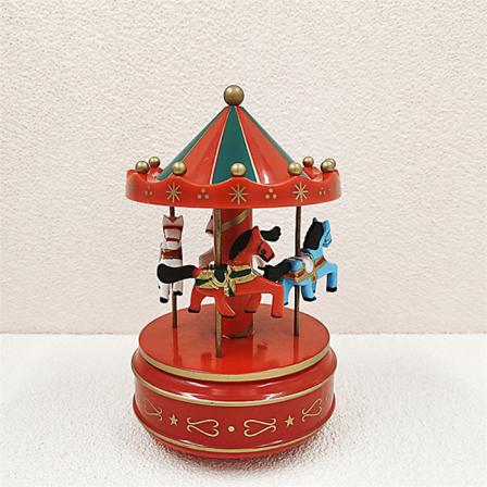 1st Xmas Carousel Music Bell Clockwork Automatisk Merry-go-round