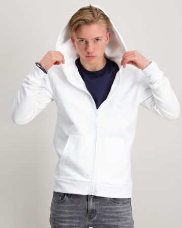 Zeke Essential Logo Tag Zip Hoodie Hvit Hettegensere/Hoodies Gutt - Kids Brand Store