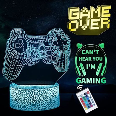 3D Gamer Lampe Illusjon Nattlys, Gaming Soverom Dekor Lampe, 16 Farger Endres Med Fjernkontroll, Bursdagsgaver A368