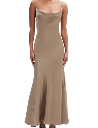 Bardot Monroe Cowl Neck Maxi Dress - Brown - 42