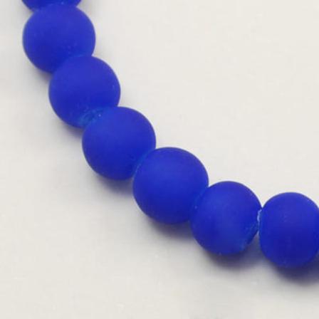 1 Sträng , Ca 140 St Blå Rubber Glaspärlor 6 Mm Runda