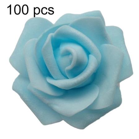 25/50/100 stk kunstige PE-skumroseblomsterhoder DIY bryllup hjem romdekor Sky Blue 100pcs
