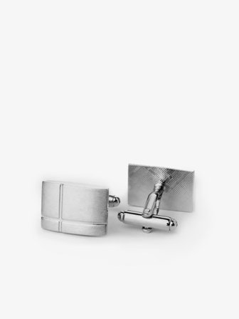 John Henric Men's Silberne Manschettenknöpfe, Quadratisch Size Onesize