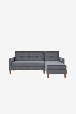 Dorel Home - Chaiselong Sovesofa med opbevaring Lilly - Grå - Sovesofaer - Fra Homeroom