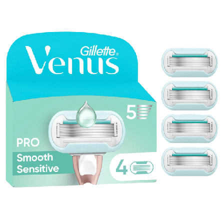 Venus Gillette Pro Smooth Sensitive Rakblad, 4 st Hårborttagning Dam 4ST